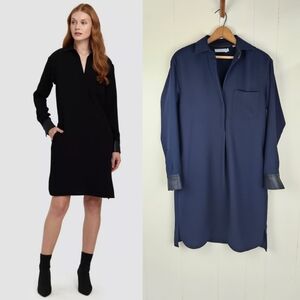 Vince. navy blue shift fit crepe shirt dress